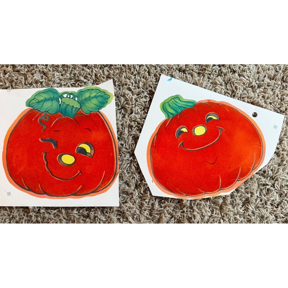 Vintage Halloween Fuzzy Die Cuts Wall Decor Lot of 12 - Picture 3 of 9